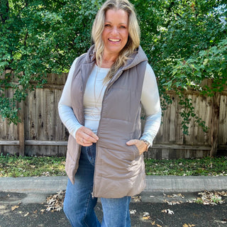 Grey Hooded Puffer Vest