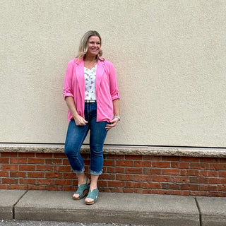 Pink 3/4 Sleeve Blazer