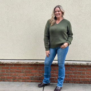 Forest Green Hooded Knit Sweater