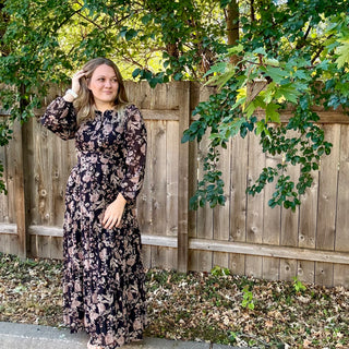 Long Sleeve Split Neck Maxi Dress