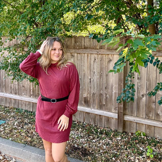 Red Brushed Knit Sweater Dress