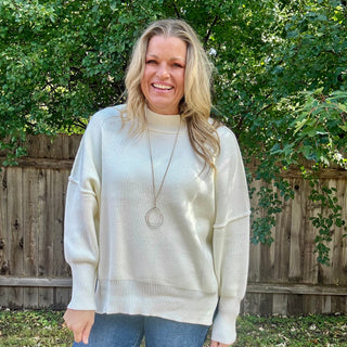 Off White Oversized Sweater with Side Slit