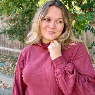 Red Brushed Knit Sweater Dress