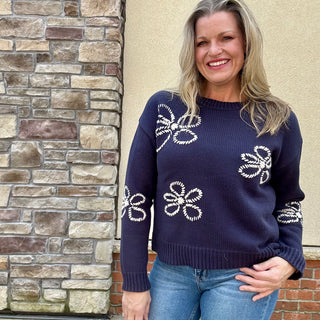 Flower Stitch Embroidered Sweater