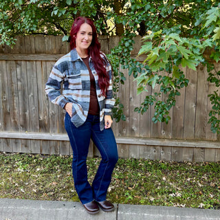 Navy Blue Plaid Shacket