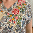 Blue floral V-Neck Top with Embroidery