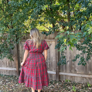 Plaid Tiered Midi Dress