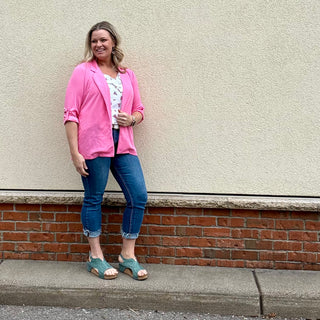 Pink 3/4 Sleeve Blazer