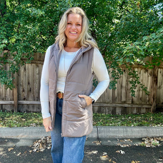 Grey Hooded Puffer Vest