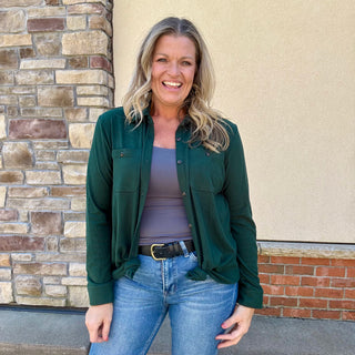 Hunter Green Soft Touch Button Up