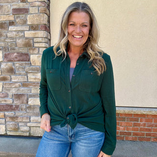 Hunter Green Soft Touch Button Up