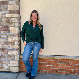 Hunter Green Soft Touch Button Up