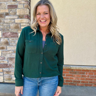 Hunter Green Soft Touch Button Up