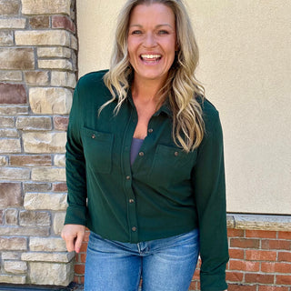 Hunter Green Soft Touch Button Up