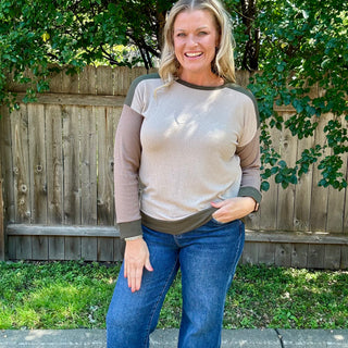 Crew Neck Color Block Long Sleeve