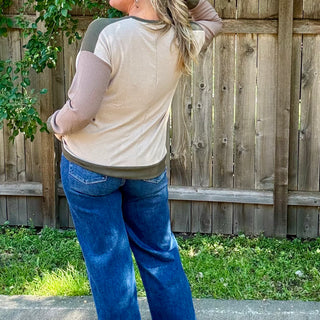 Crew Neck Color Block Long Sleeve