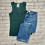 Teal Ribbed Henley Tank