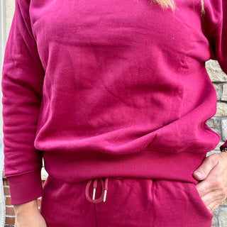 Cabernet Fleece Sweatshirt and Shorts Set