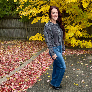 Charcoal Cable Knit Sweater