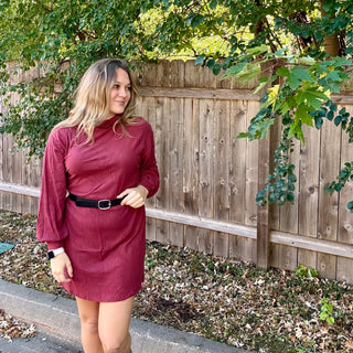 Red Brushed Knit Sweater Dress