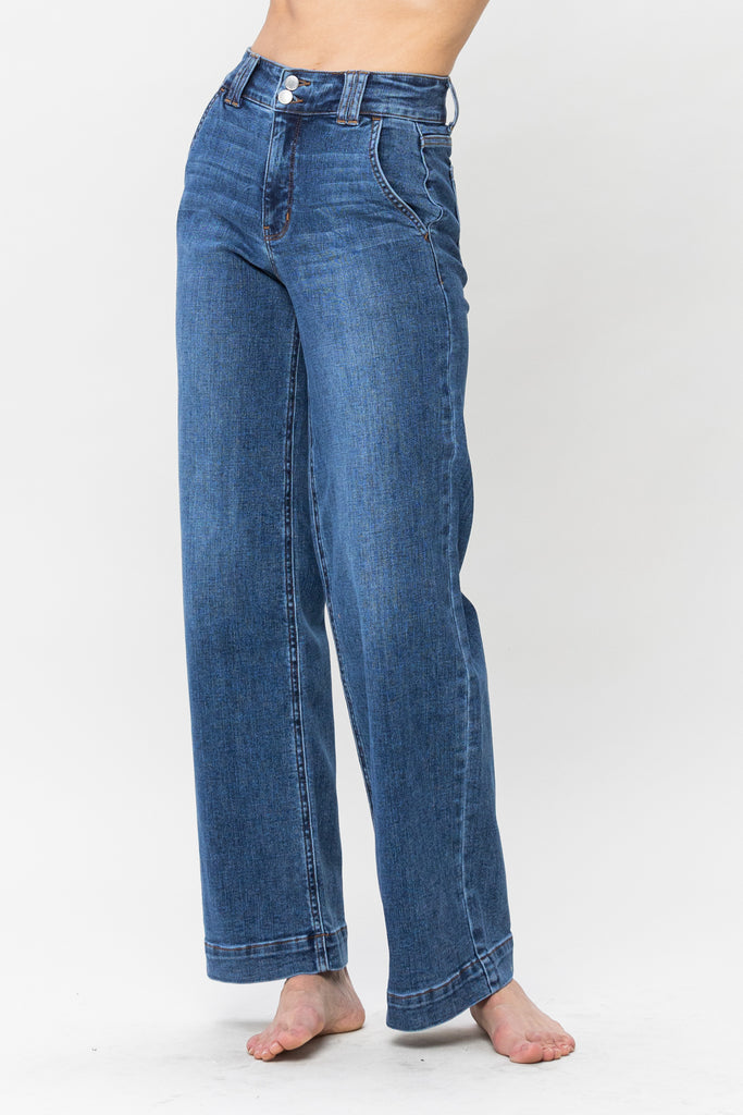 Judy Blue High-Rise Double Button Wide Leg Jean