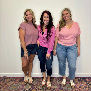 Pink Crochet Cardigan Sweater