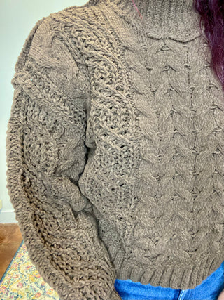 Brown Cable Knit Sweater