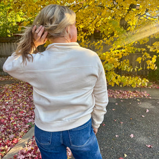 Cream Half Zip Sweatshirt