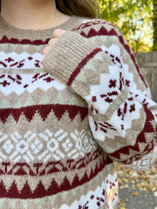 Fair Isle Pattern Knit Sweater