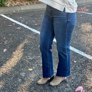 Risen Tummy Control High Rise Crop Straight Leg Jean