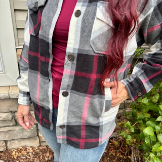 Black Oversized Plaid Shacket