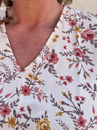 Floral Print Dolman Sleeve Woven Top