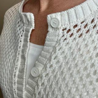 Ivory Crochet Cardigan Sweater