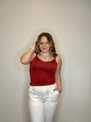 Rust Double Layered V-Neck Cami