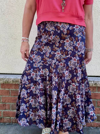 Navy Paisley Maxi Skirt