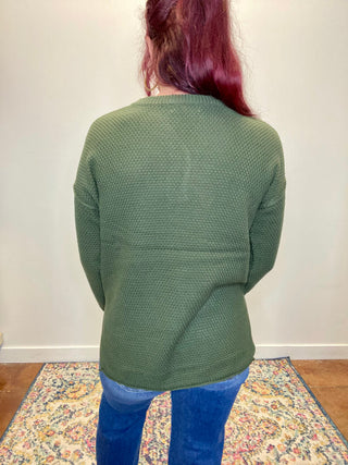 Dark Olive 4 Button Henley Sweater