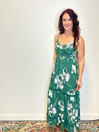 V-Neck Maxi Dress with Lace Trim