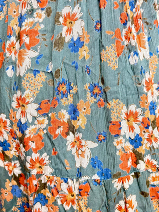 V-Neck Floral Short Sleeve Dress