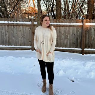 Ivory Oversized Sweater with Pockets
