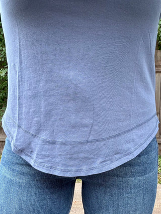 Ocean Blue Curve Pima Cotton Tee