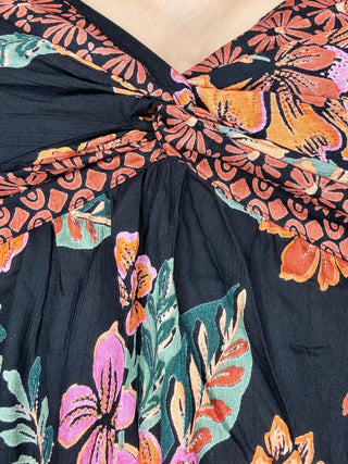 V-Neck Short Sleeve Twist Front Top