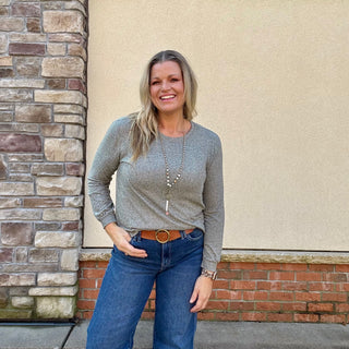 Olive Hacci Round Neck Long Sleeve