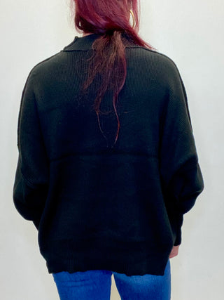 Black Side Slit Oversized Sweater