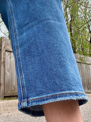 Risen Tummy Control Mid Rise Crop Wide Leg Jean