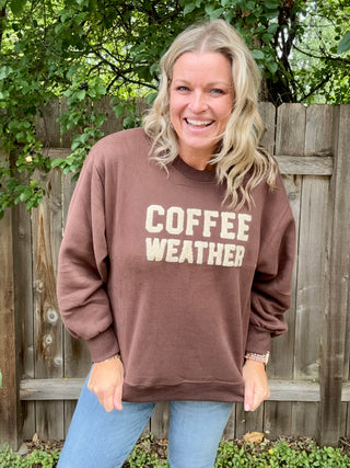 Crewneck Brown Coffee Weather Sweatshirt