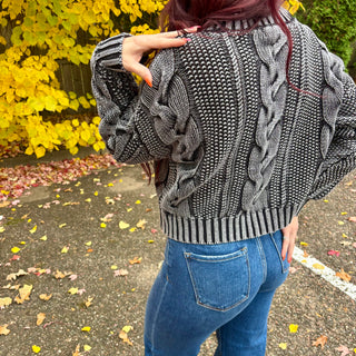 Charcoal Cable Knit Sweater