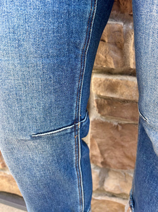 Risen High Rise Straight Cuffed Hem Stretchy Jean