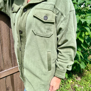 Olive Oversized Fleece Shacket