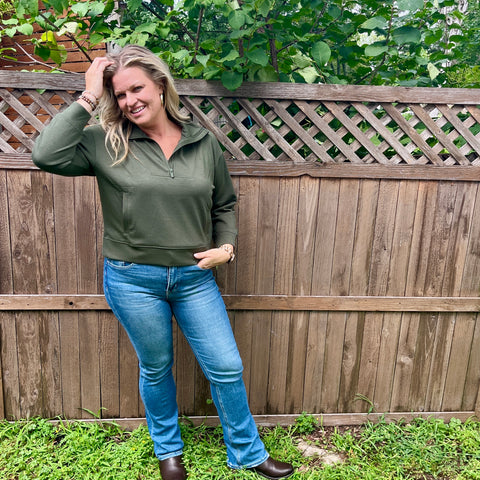Olive Half Zip Pullover
