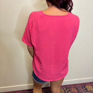 Fuchsia Woven Airflow Short Sleeve